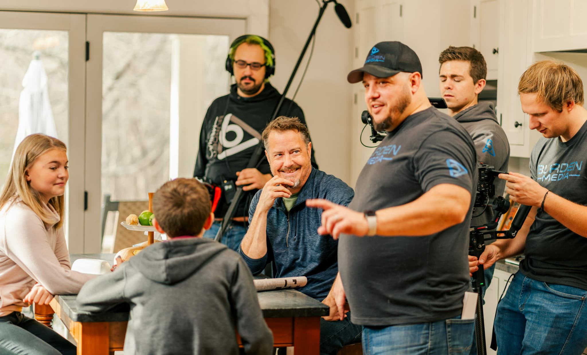 Crew and young cast on the set of Spirit of Friendship